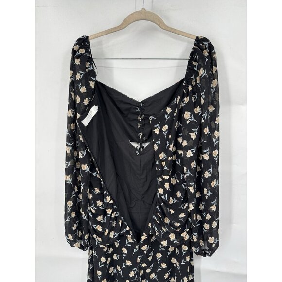 ASTR Sweatheart Neck Floral Maxi Dress Women Large Black Prairie Cottage Peasant - Picture 11 of 11